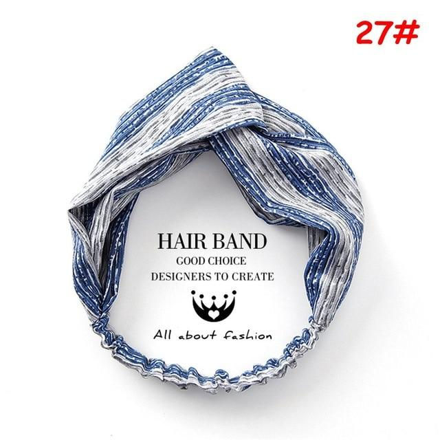 Thumbnail: Twist Cross Floral Elastic Knotted Headband