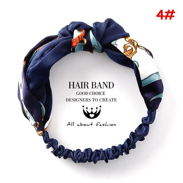 Thumbnail: Twist Cross Floral Elastic Knotted Headband