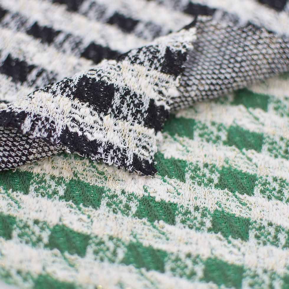 The back side of the black knit boucle