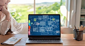 Firefly User Flow Diagrams (Information Architecture) generate on laptop screen in office