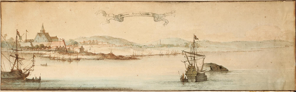 oldest image of New Amsterdam by Laurens Block (?), 1650