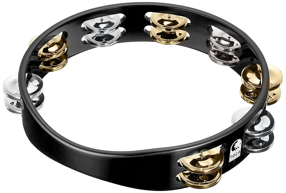 Miniature : Toca ColorSound Hardwood Tambourine: Dual Jingles, Vibrant Tones, Lightweight f