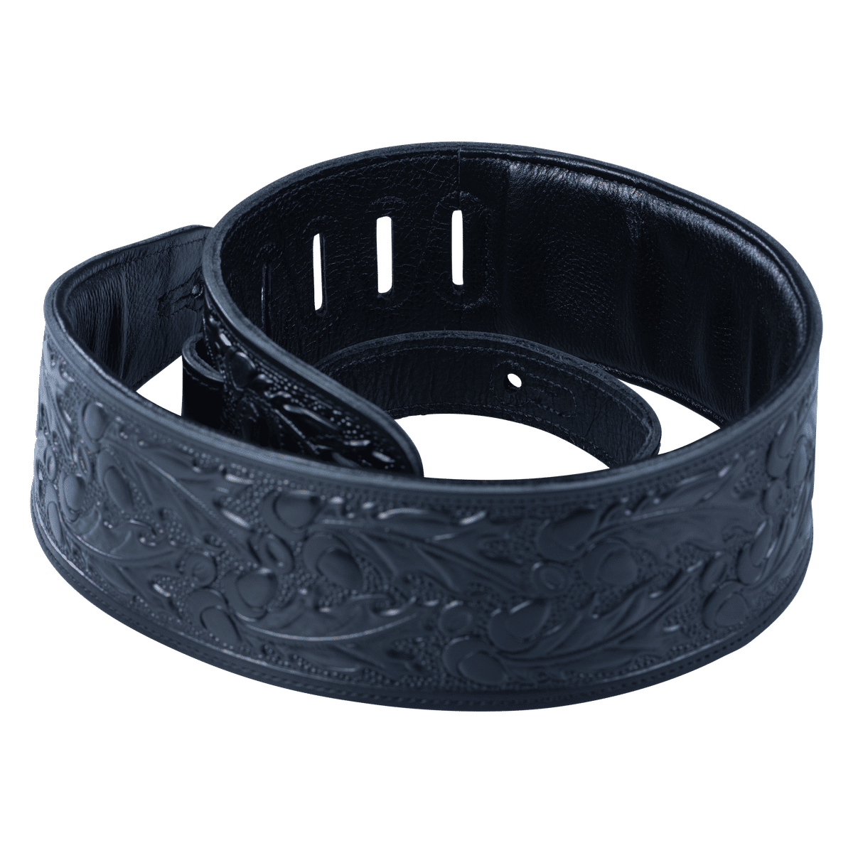 Levy's Oak Embossed Leather Guitar Strap Series Black And Walnut