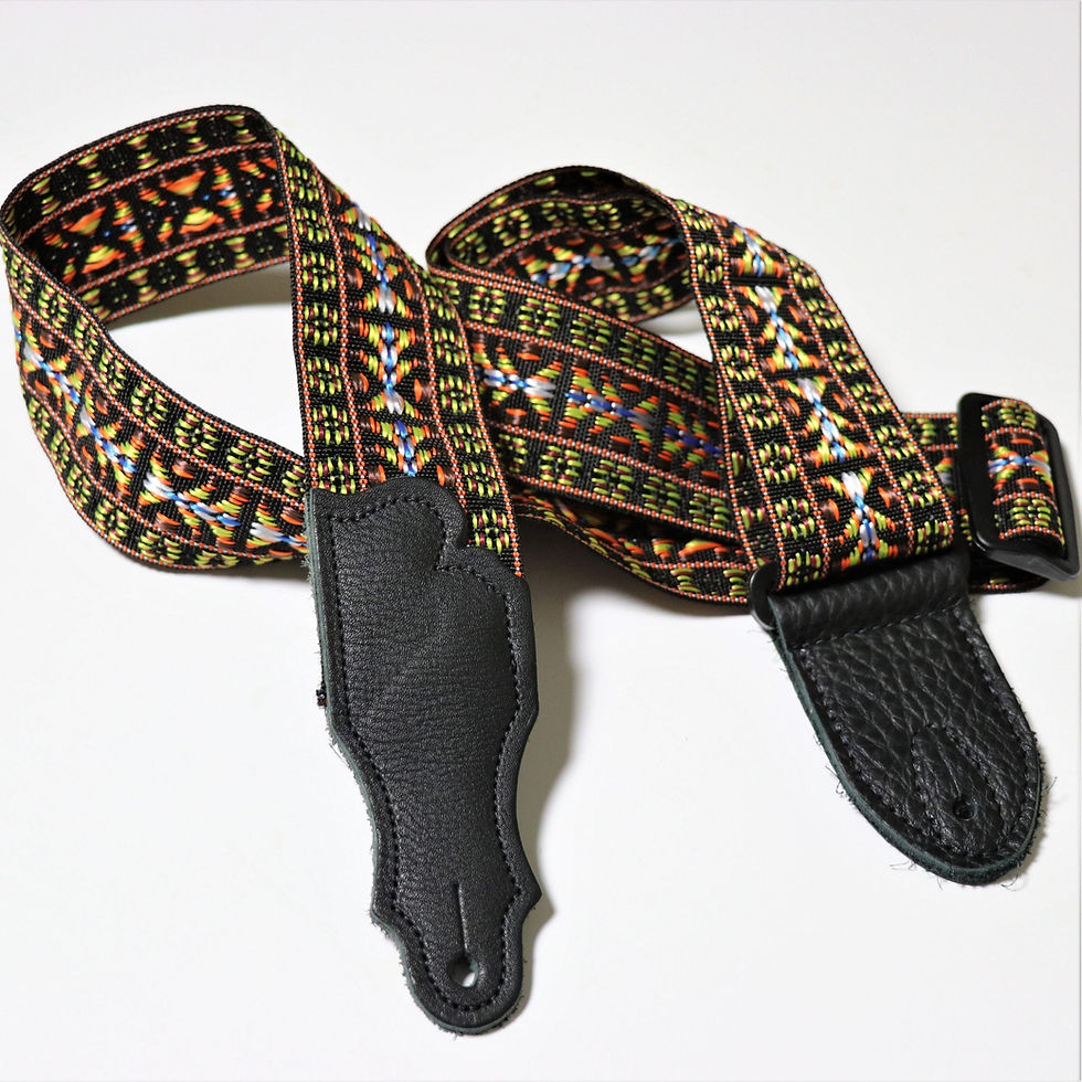 Miniature : Franklin Strap Woven Folk Jacquard Guitar Strap with Leather Ends