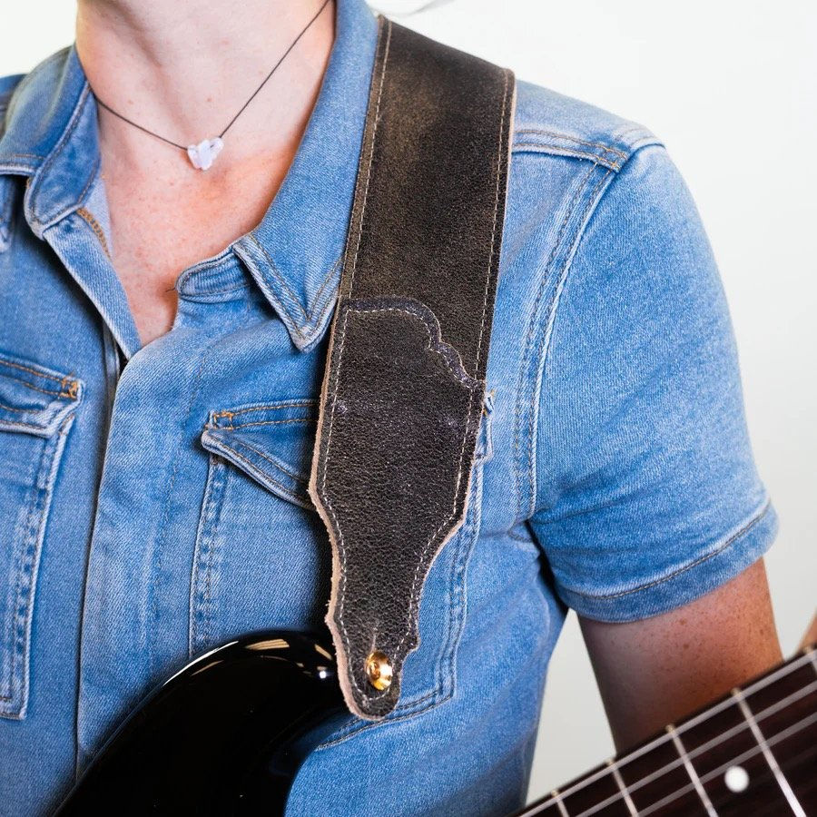 Miniature : Franklin Roadhouse Distressed Leather Guitar Strap