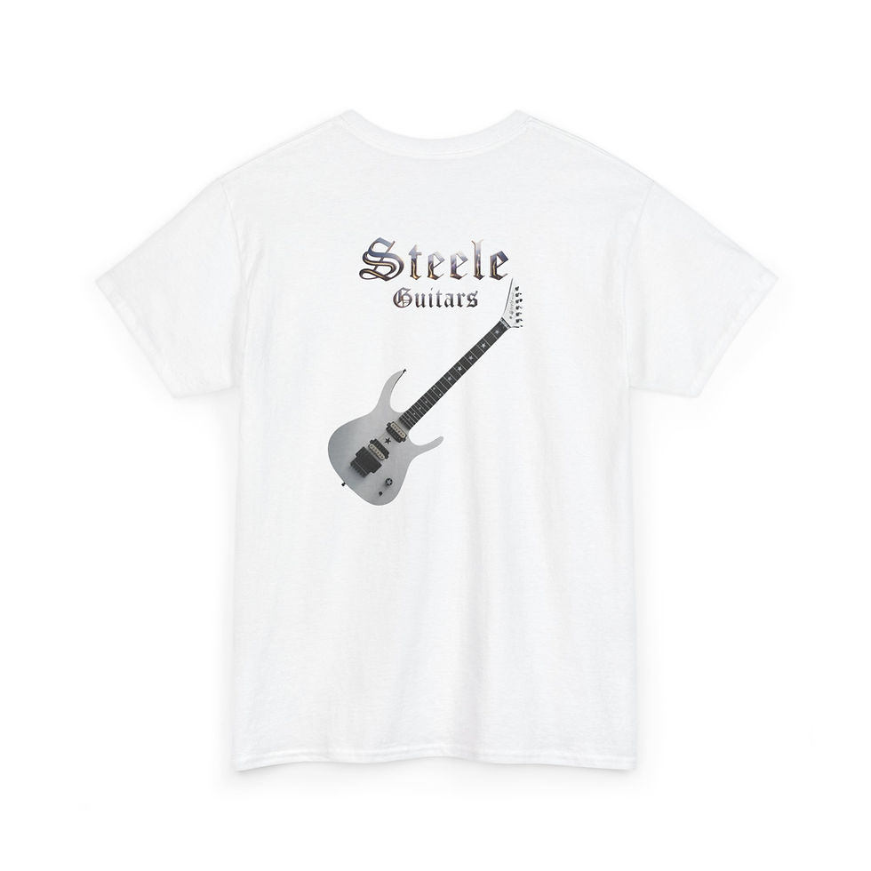 תמונה ממוזערת: Steele Guitars Tee — White Guitar Logo T‑Shirt