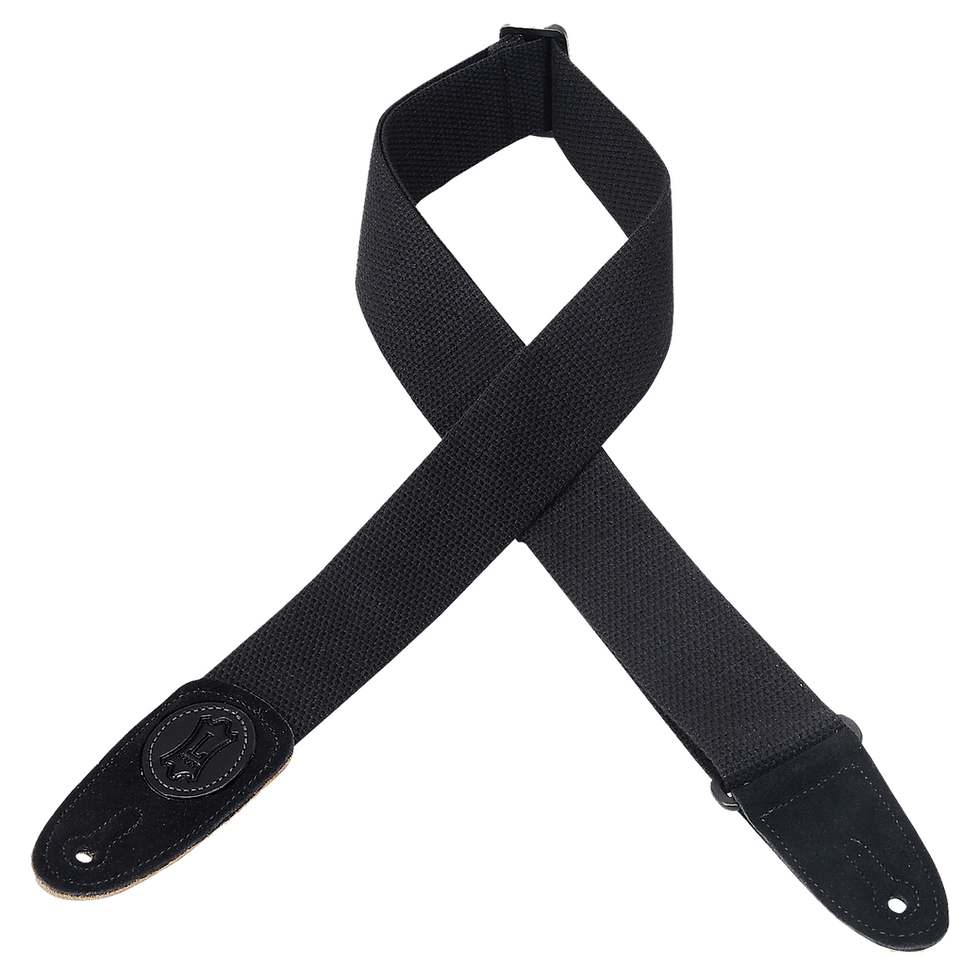 Thumbnail: Levy's Signature Cotton Guitar Strap with Leather Badge Various Colors Widths