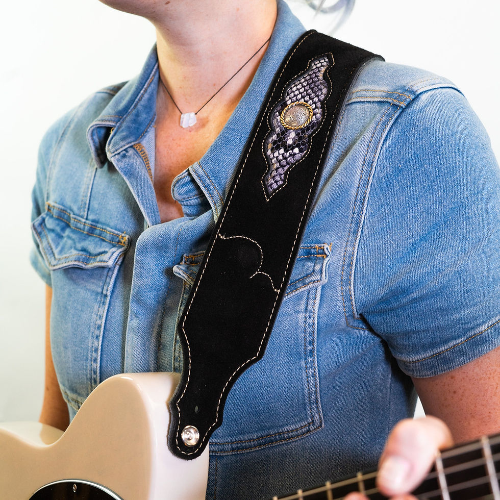 Miniatura: Franklin Strap Sculpted Suede Guitar Strap with Snakeskin Leather Insets