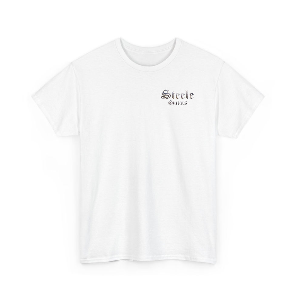 תמונה ממוזערת: Steele Guitars Tee — White Guitar Logo T‑Shirt