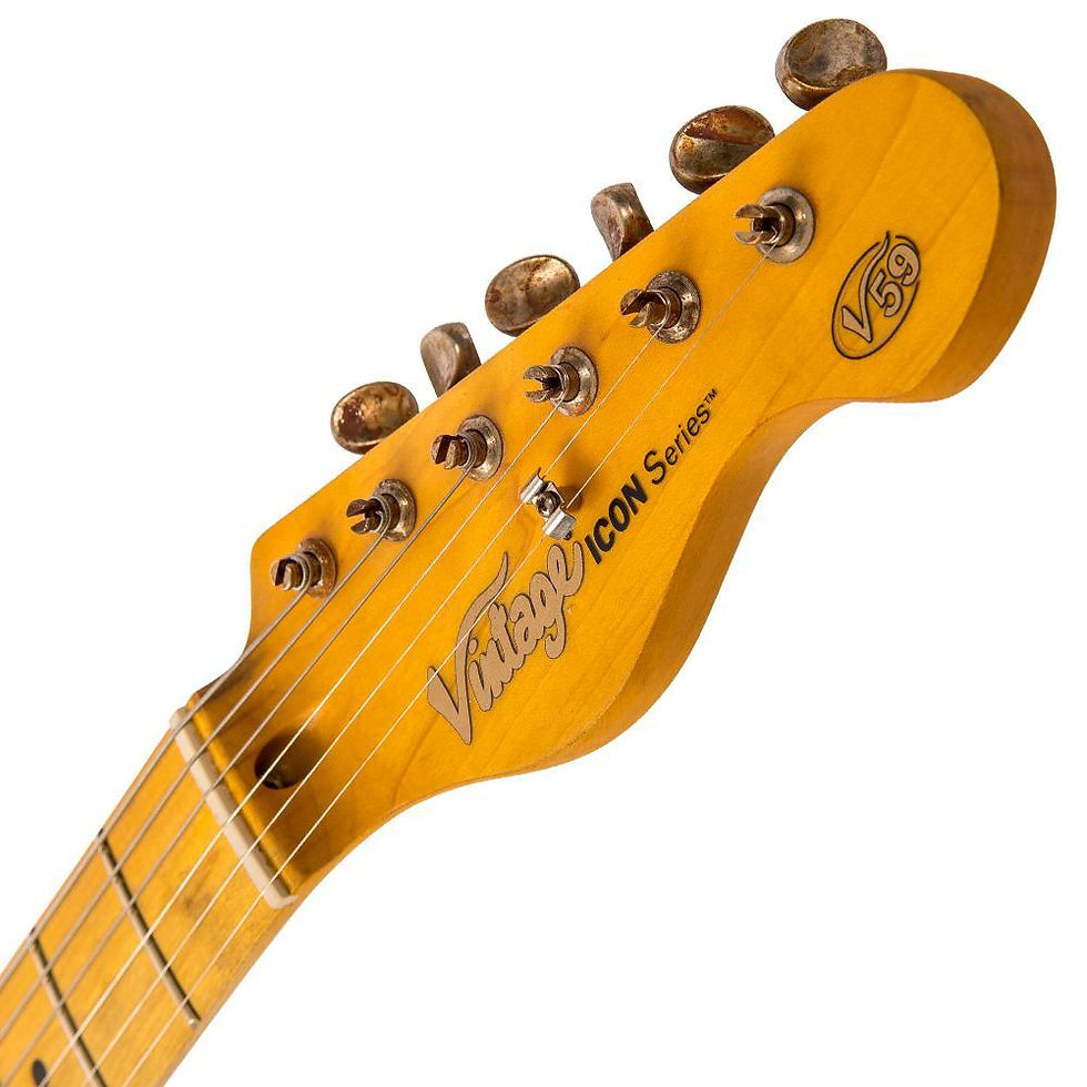 תמונה ממוזערת: Vintage V59 ICON Distressed Black Electric Guitar: Classic Tone, Wilkinson Pick