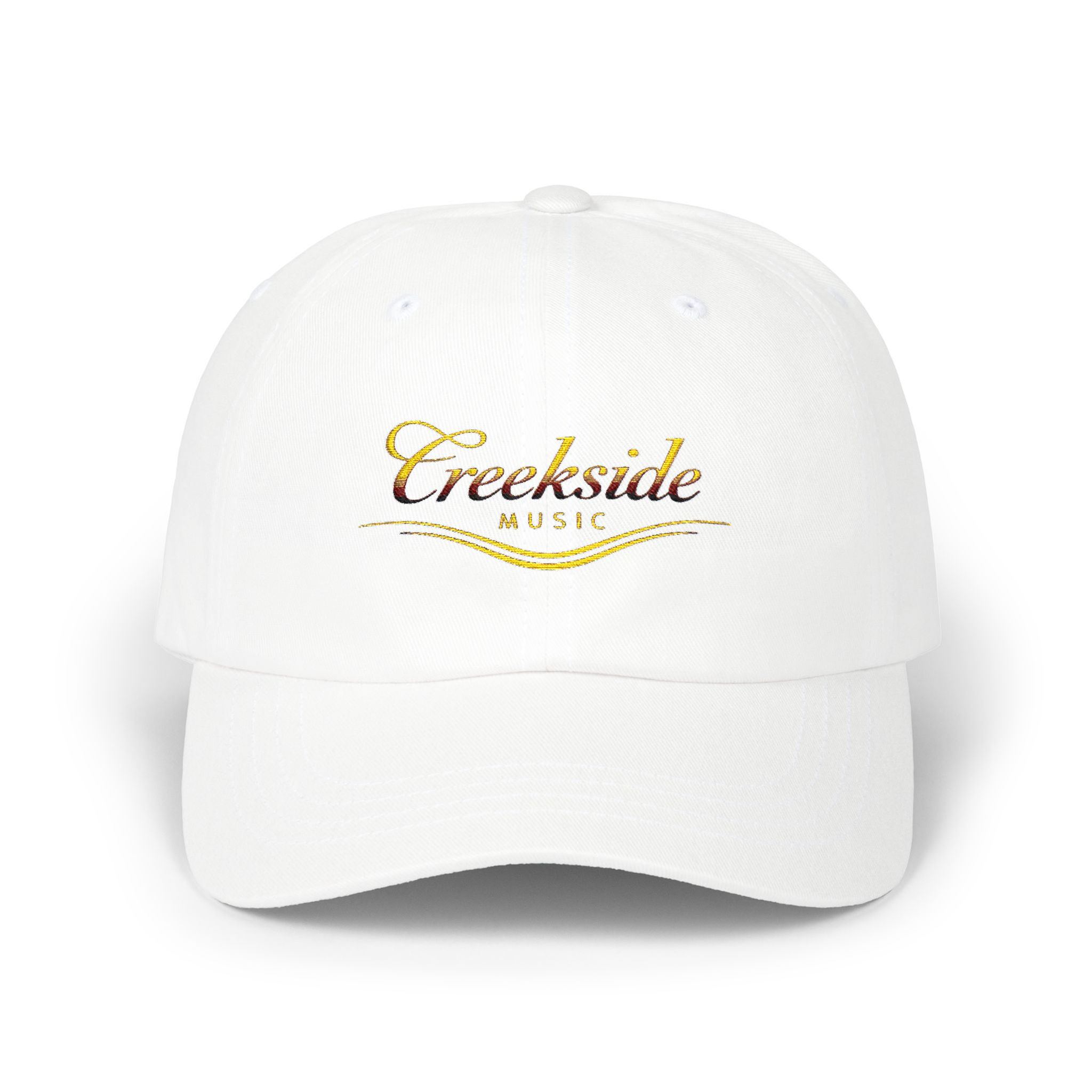 Creekside Music Dad Cap — Embroidered White Baseball Hat