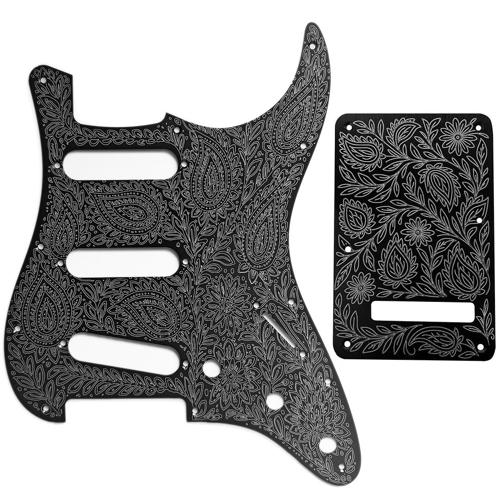 Thumbnail: AxLabs Aluminum Etched Paisley Strat-Style Pickguard & Back Plate S/S/S