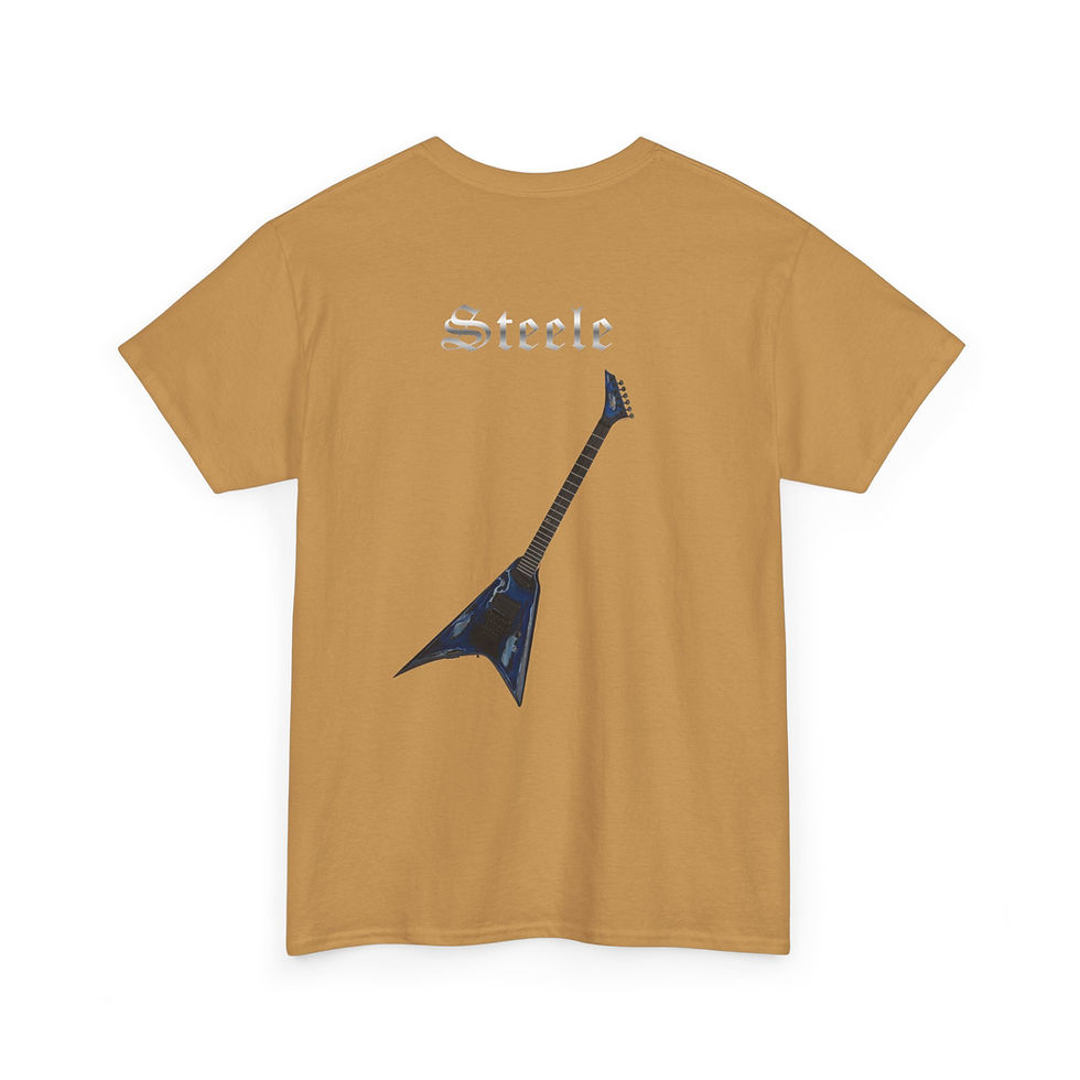 תמונה ממוזערת: T-Shirt — 'Stevie' Back Guitar Graphic Tee, Rock-Inspired Band Shirt