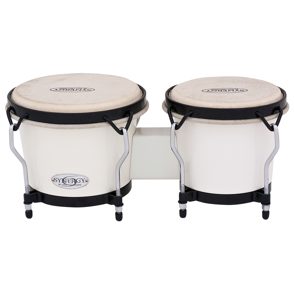 Synergy Synthetic White Bongos: Durable ABS Plastic, 6" & 7" Rawhide Heads
