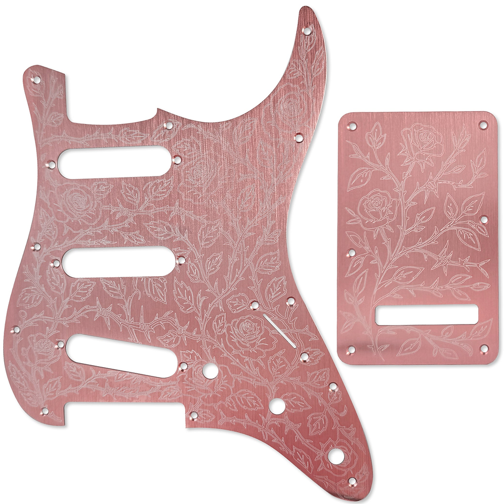 Thumbnail: AxLabs Aluminum Etched Rose Strat-Style Pickguard & Back Plate S/S/S