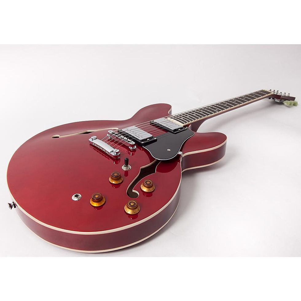 Miniatura: Vintage VSA500 ReIssued Semi-Acoustic Guitar: Cherry Red, Versatile Tones & Pla