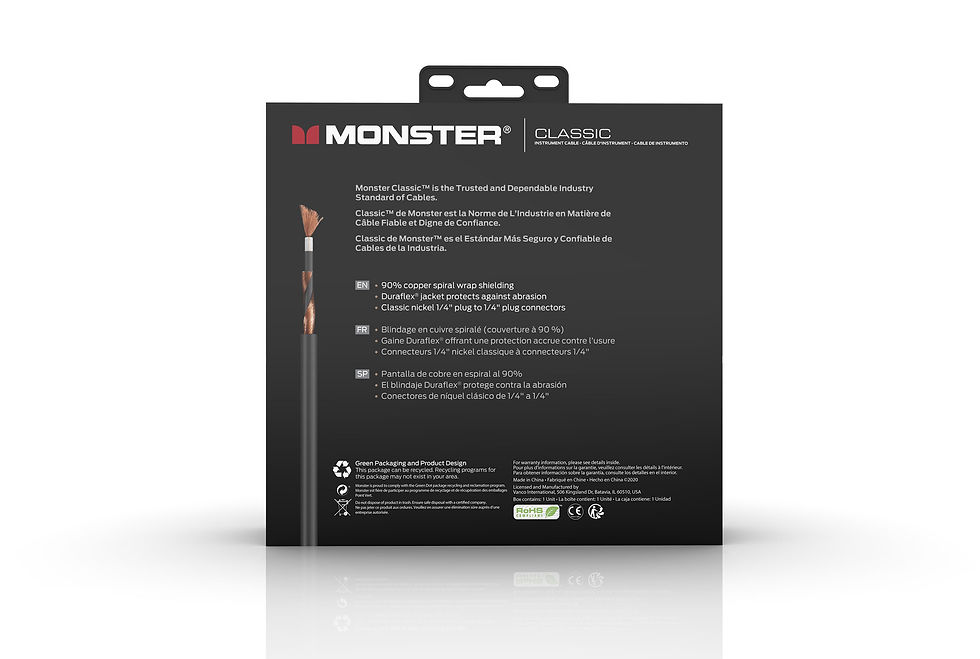 Thumbnail: Monster Classic 1/4" Instrument Cable. 21 ft - Right Angle to Straight