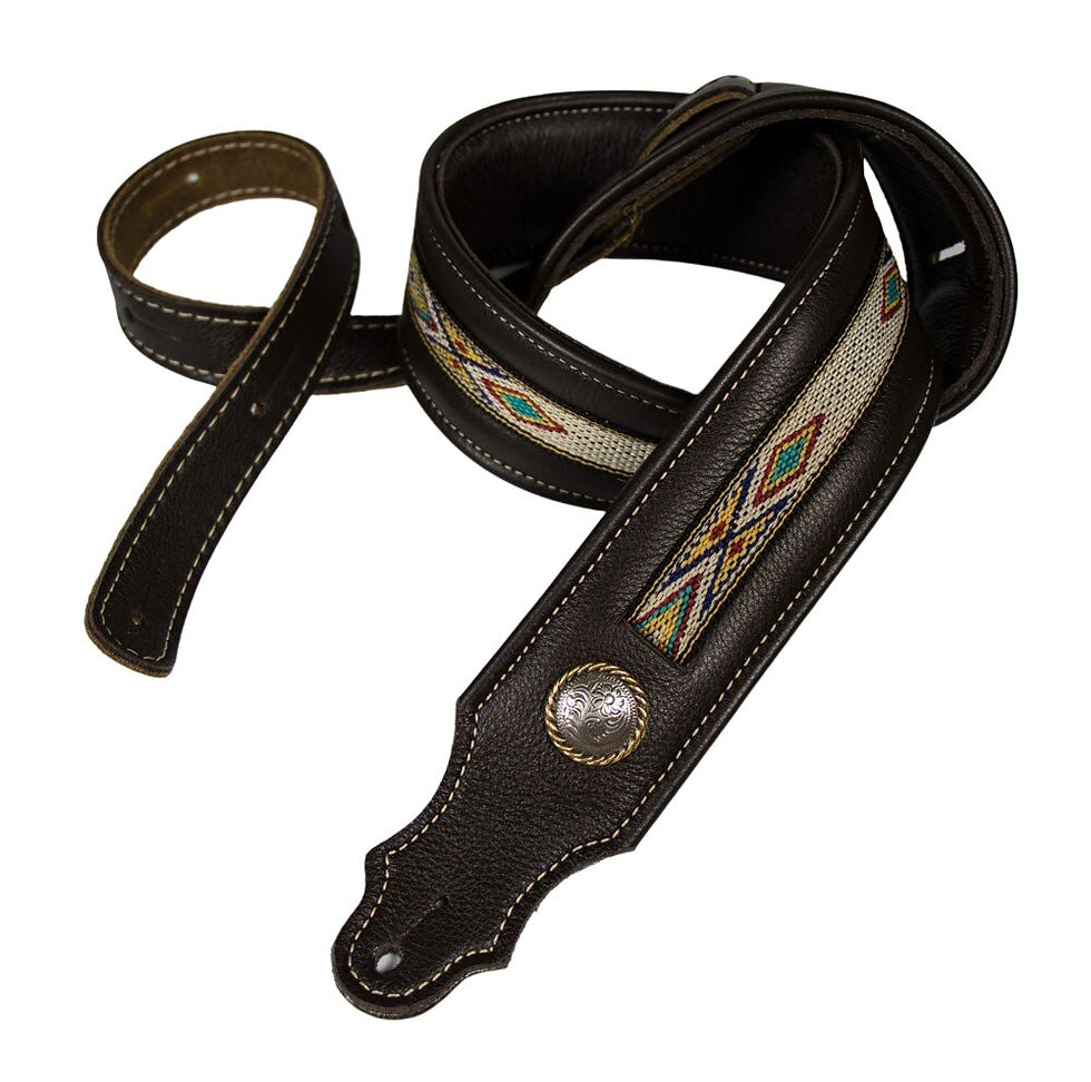 Thumbnail: Premium Southwest Padded Leather Guitar Strap with Tooled Concho
