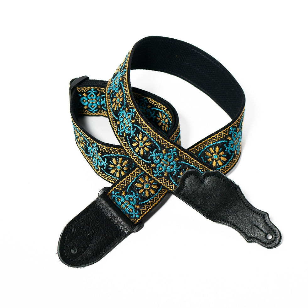 Thumbnail: Franklin Retro Folk Weave Woven Jacquard Guitar Strap with Leather Ends