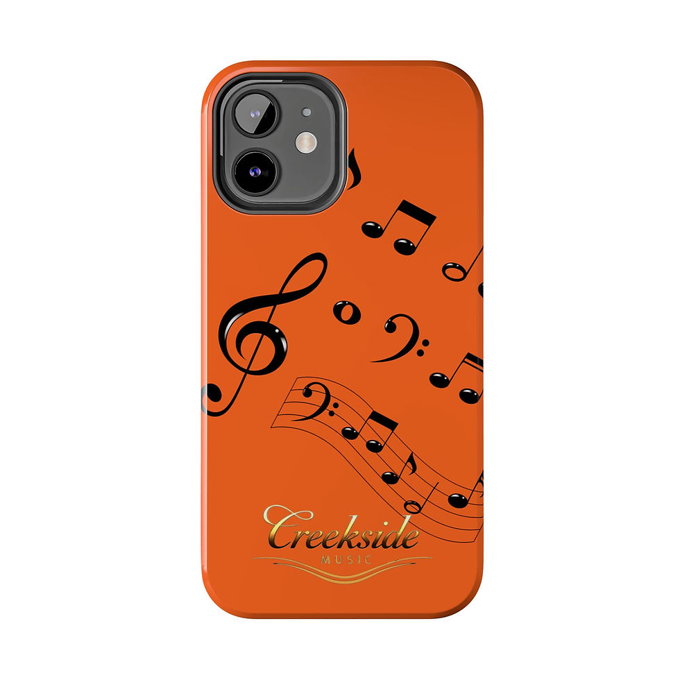 サムネイル： Orange Music Notes Tough Phone Case — Musical Treble & Bass Design