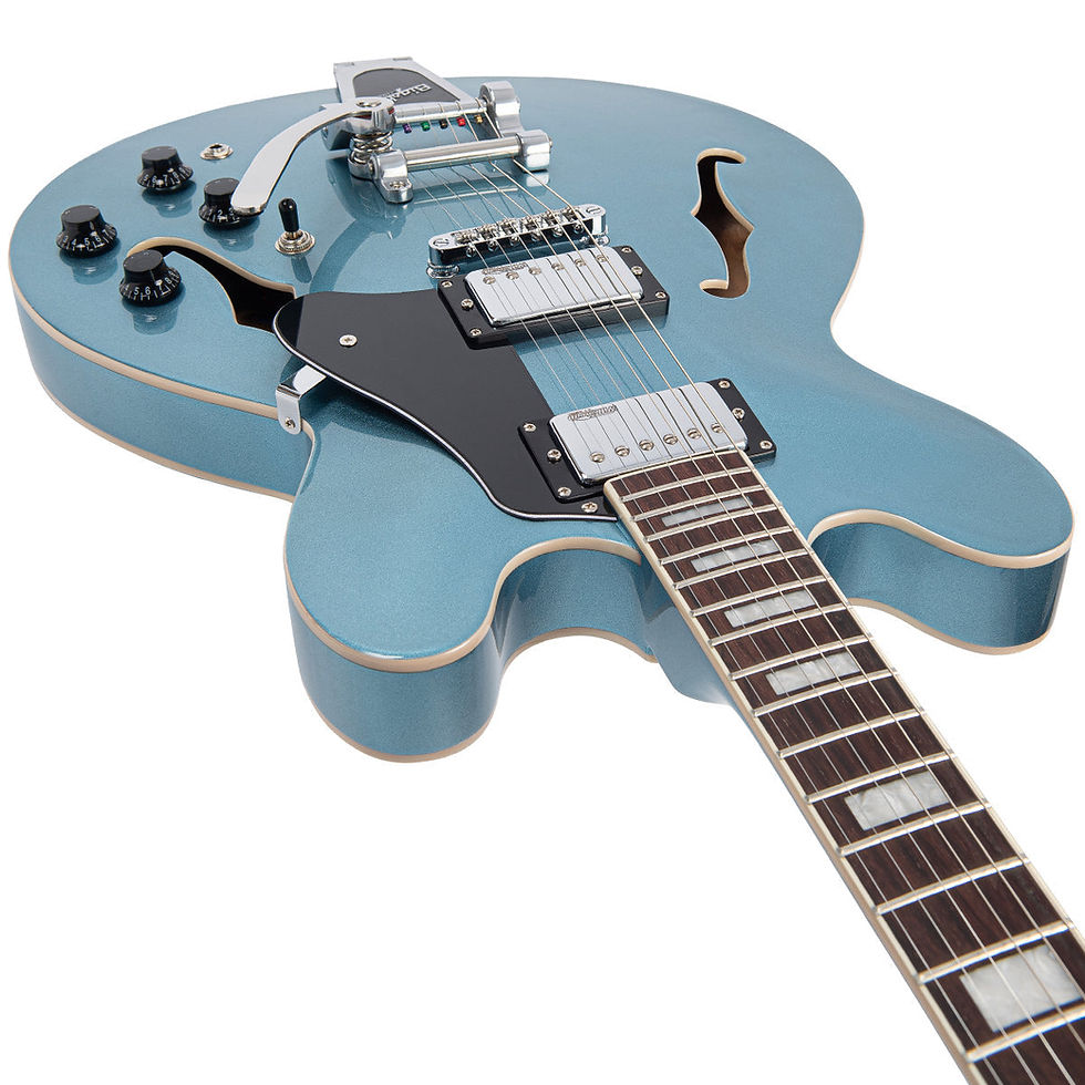 섬네일: Vintage VSA500B ReIssued Semi-Acoustic Electric Guitar, Bigsby, Gun Hill Blue
