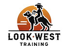 Logo of trainer riding dog like a horse