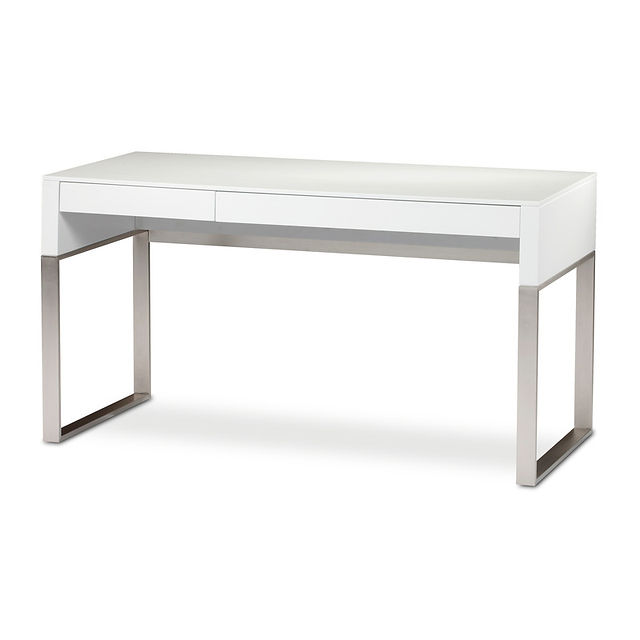 White & Metal Modern Desk