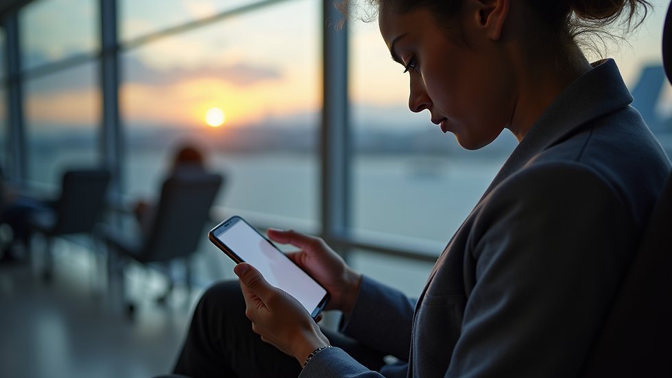 Close-up view of a traveler checking flight cancellation policies on a smartphone
