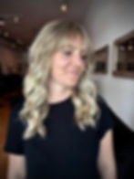 Blonde hair bangs