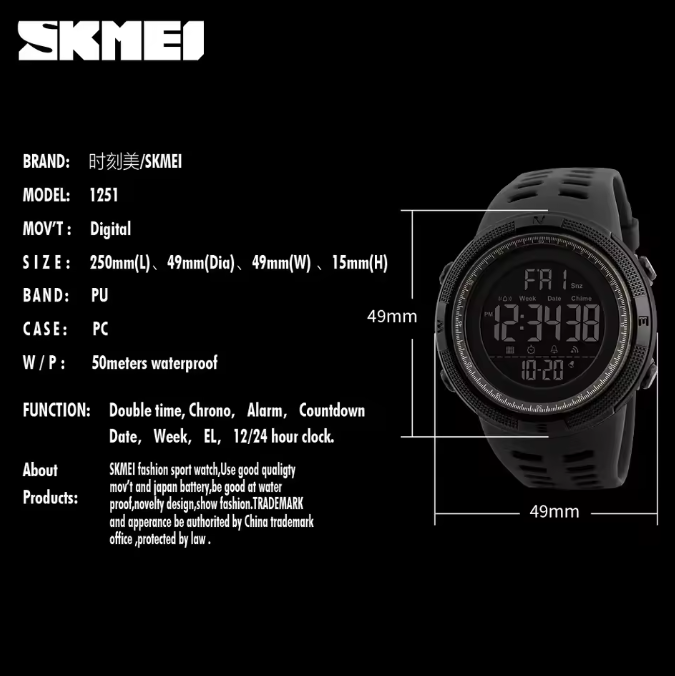 Miniatura: Reloj Skmei clasico sumergible digital M-.10098