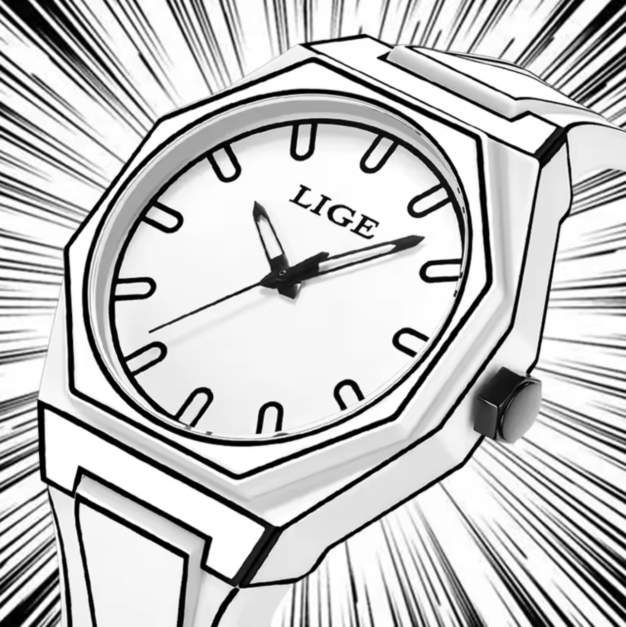 Reloj Lige estilo caricatura blanco y negro M-.10337