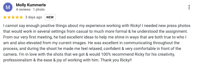 5-star client Google Review