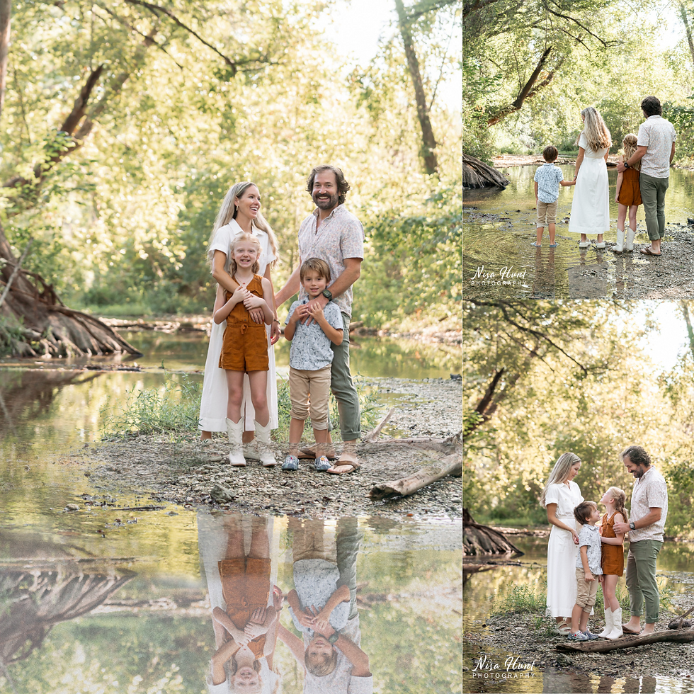 Parents snuggling kids during custom family portrait session in Dripping Springs