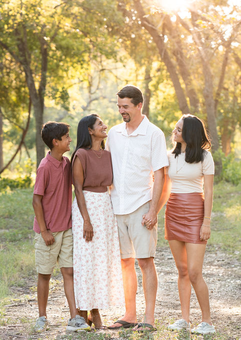 Beautiful golden sky in Hill Country family photography session.