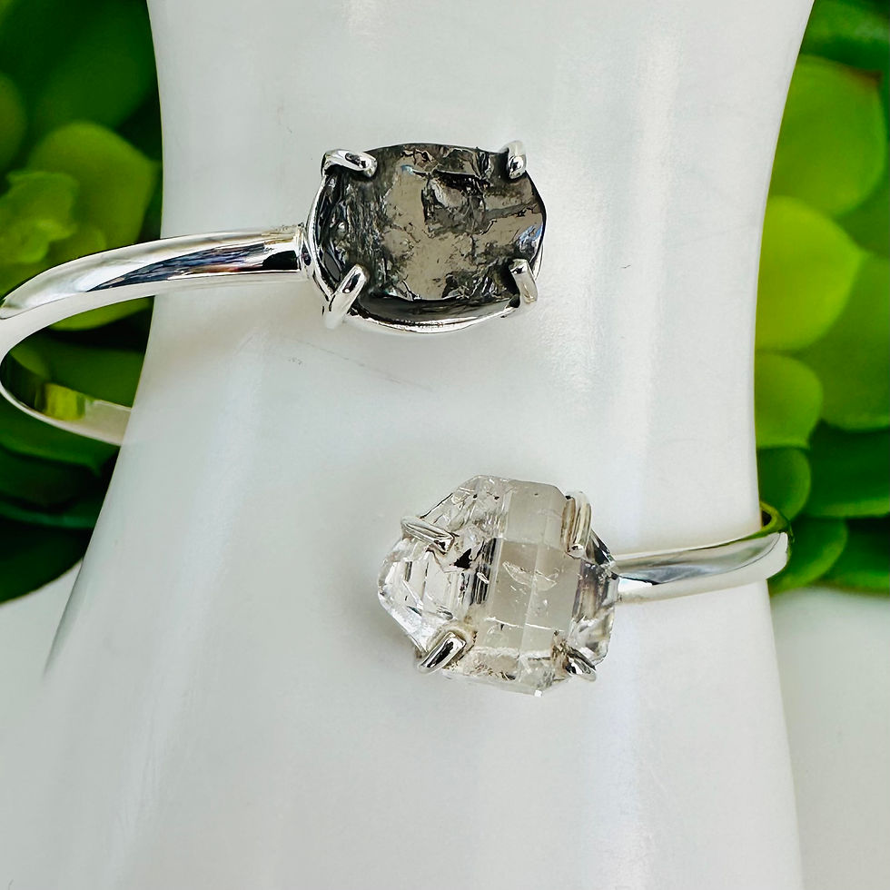Herkimer Diamond & Silver Elite Shungite Bangle