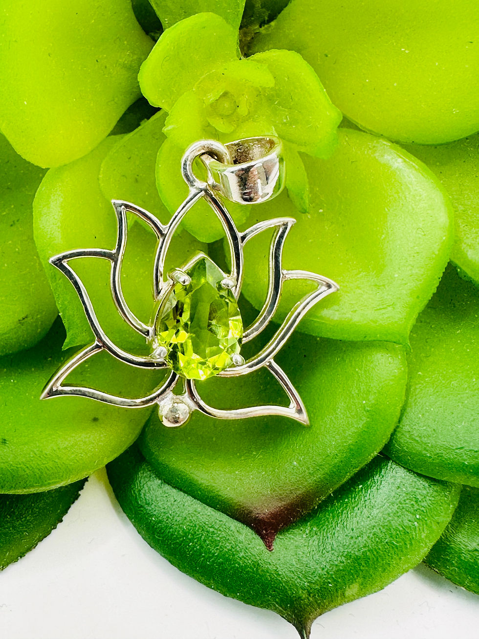 Thumbnail: Peridot Lotus Pendant