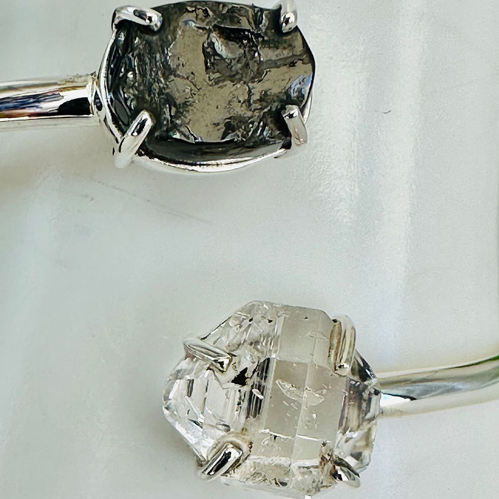 Herkimer Diamond & Silver Elite Shungite Bangle