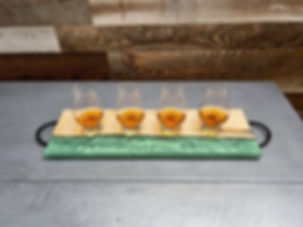 Maple and Light Green Epoxy Whiskey/Beer Flight