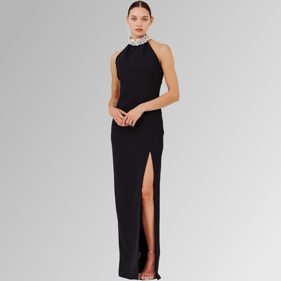 black halter gown