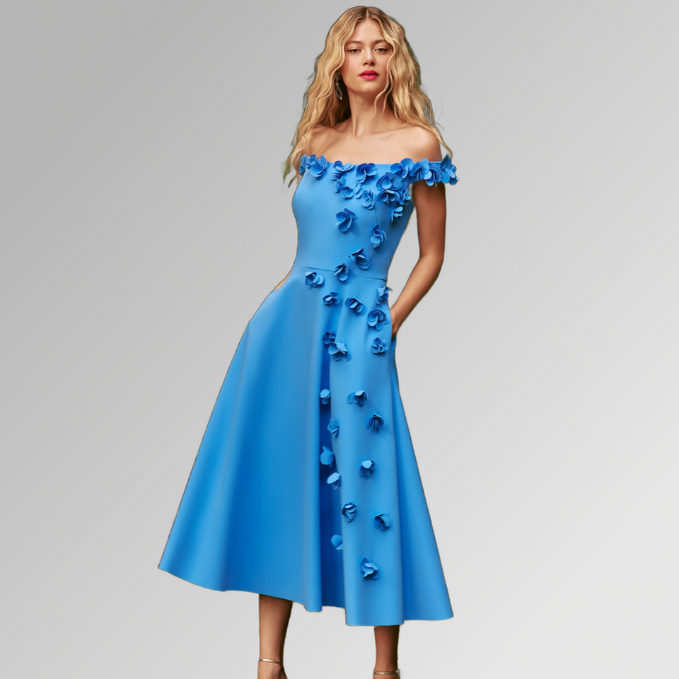 cerulean blue cocktail dress