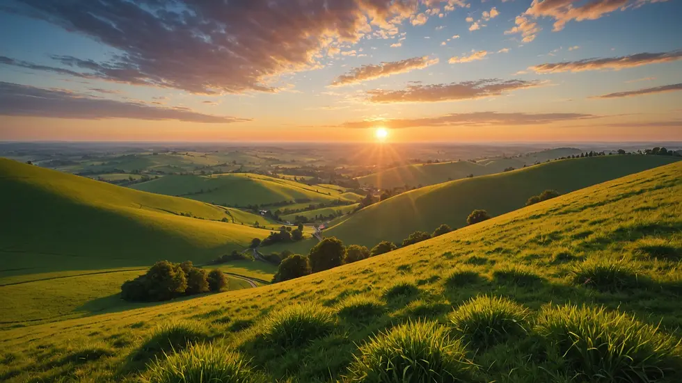 A breathtaking sunrise over a serene landscape, symbolizing hope and new beginnings.