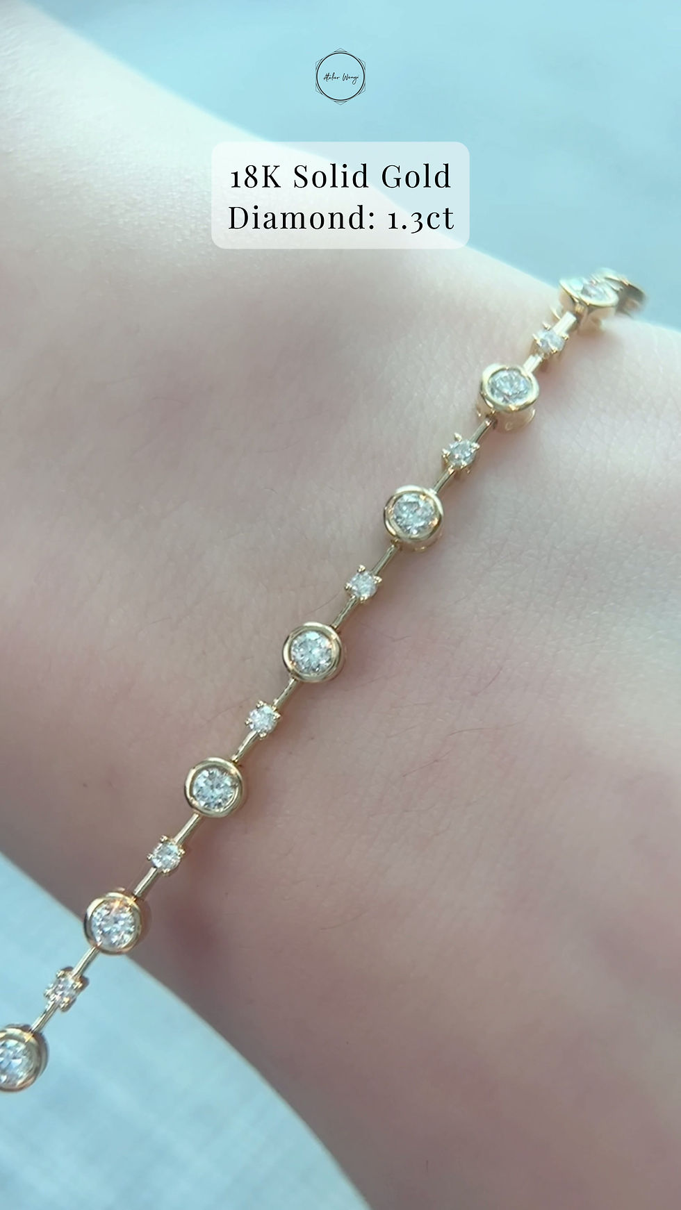 Thumbnail: 18K Yellow Diamond Bead Wave Bracelet