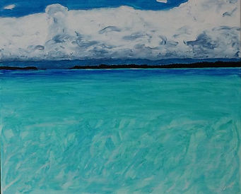 Peinture d'un lagon bleu imaginaire par jphdufau