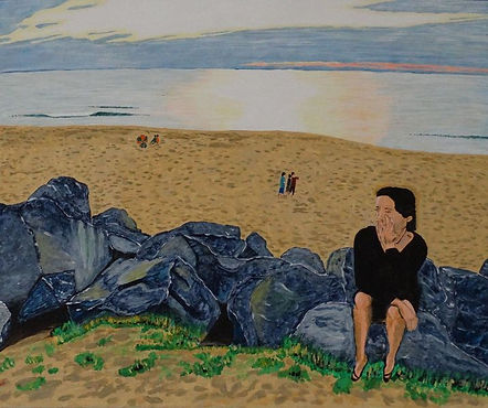 peinture-bord de mer-plage-pays basque.J