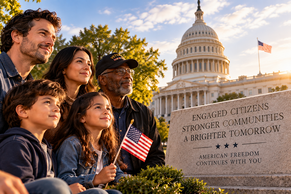Diverse group of Americans gathered near the U.S. Capitol with a message about engaged citizens, stronger communities, and American freedom.