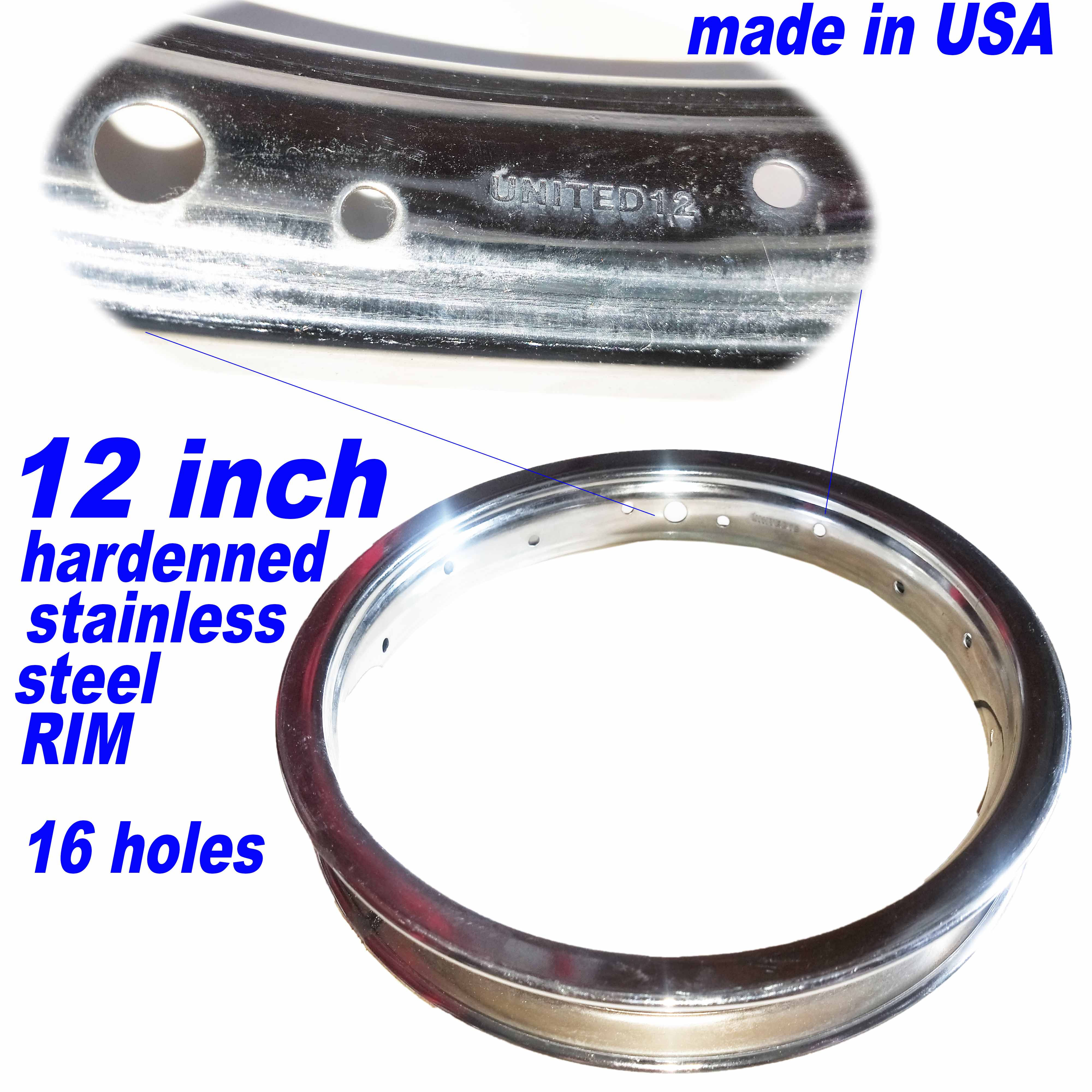 12" Stainless Steel USA Rim