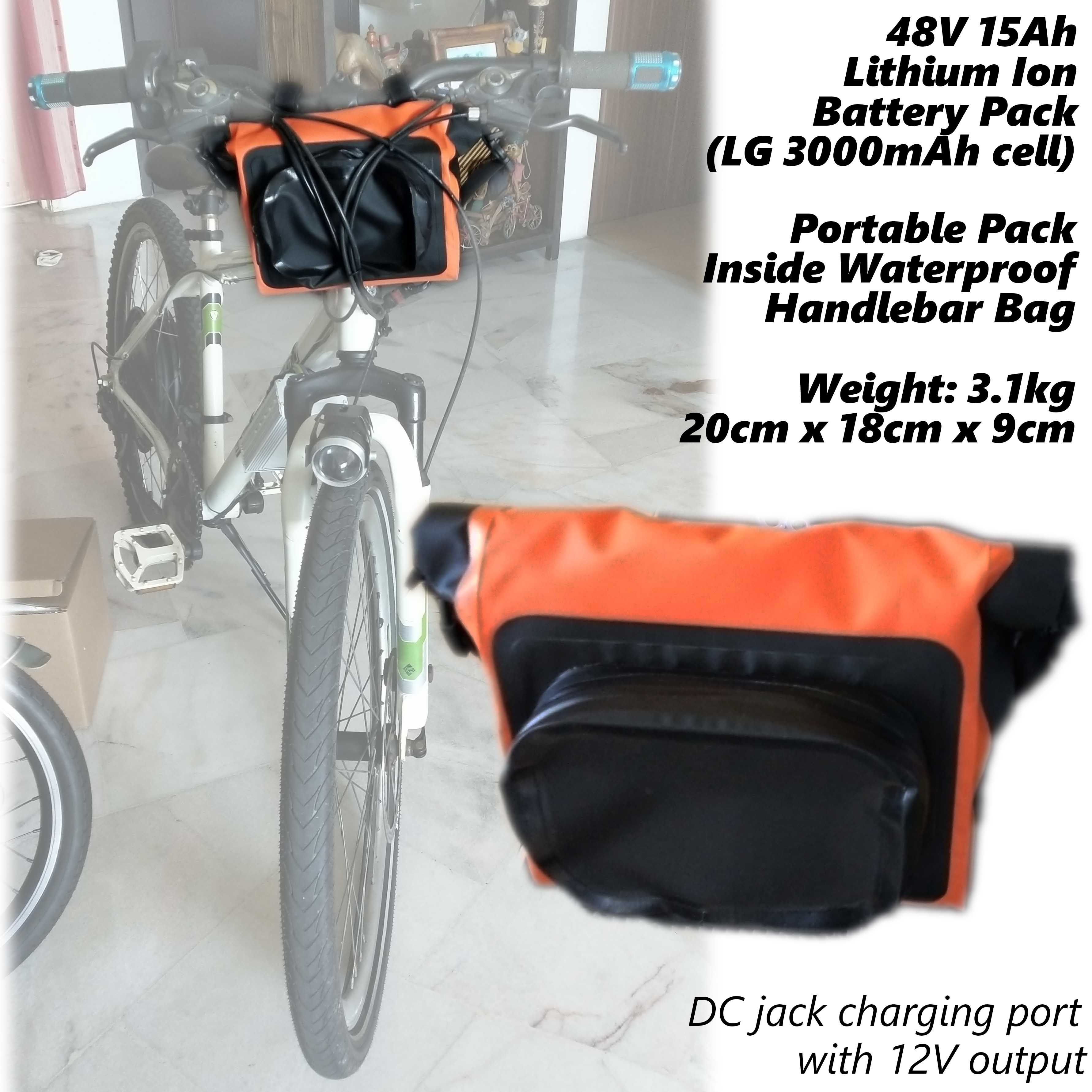 48V 15Ah Battery Pack inside Waterproof Bag