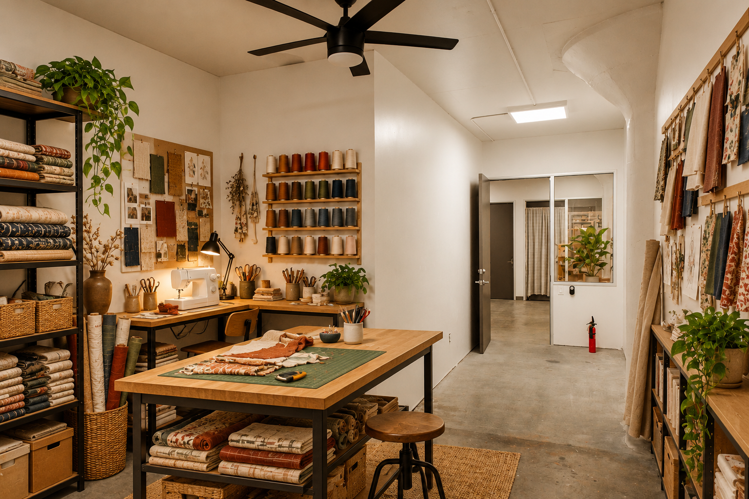 Virtually staged textile & sewing studio