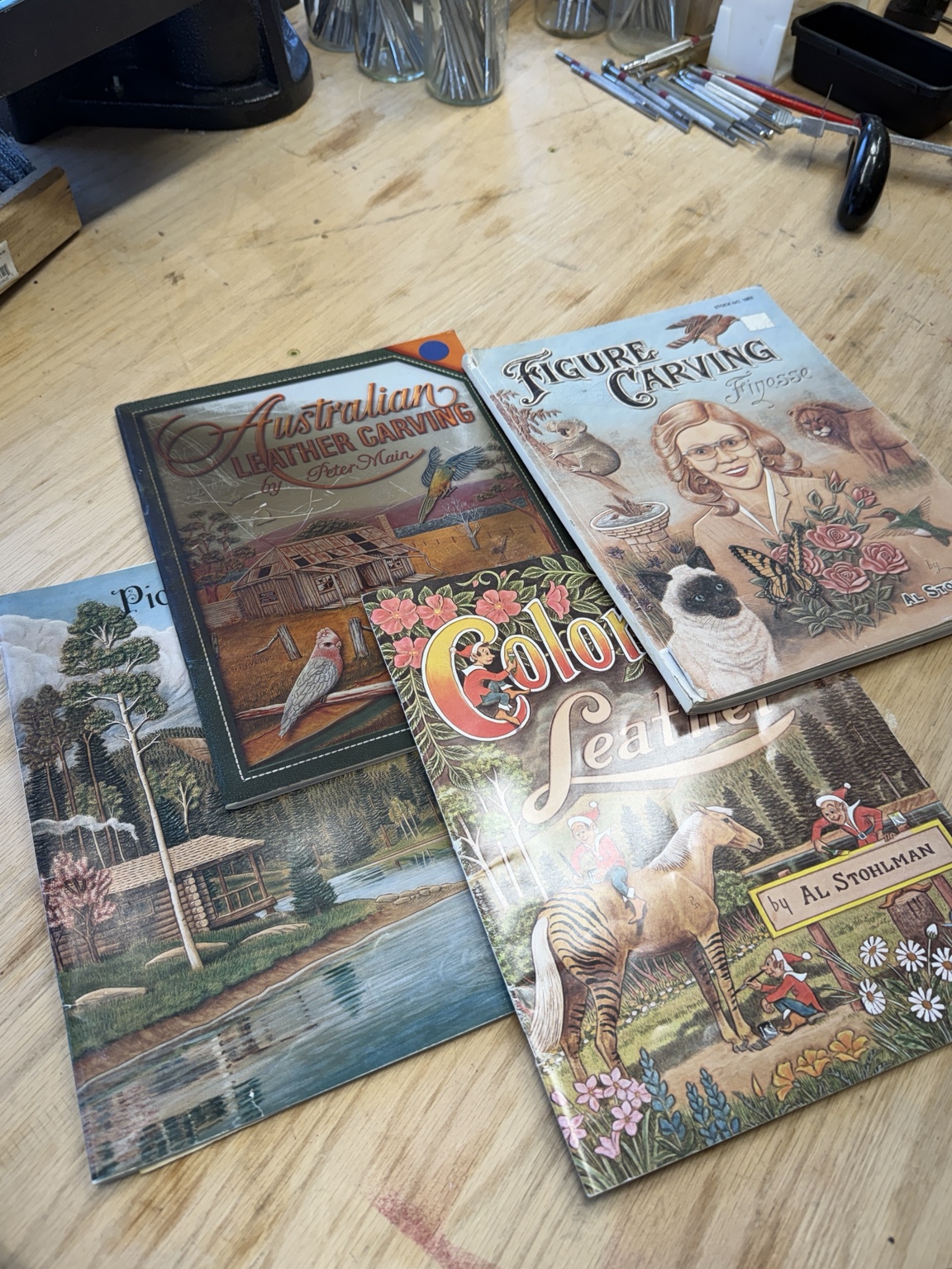 Leather Carving & Coloring Book Lot — cover