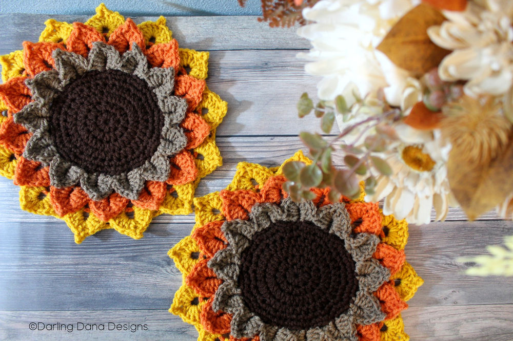 Sunflower Candle Coaster Free Crochet Pattern